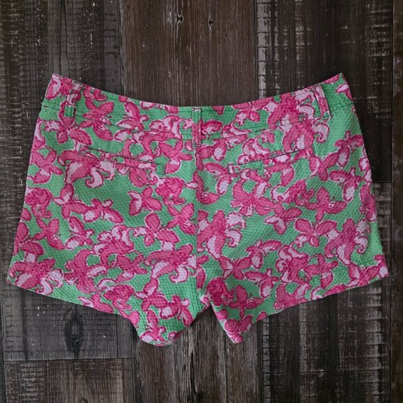 Lilly Pulitzer Pink & Green Butterfly Floral Shorts Size 10 - Picture 2 of 7